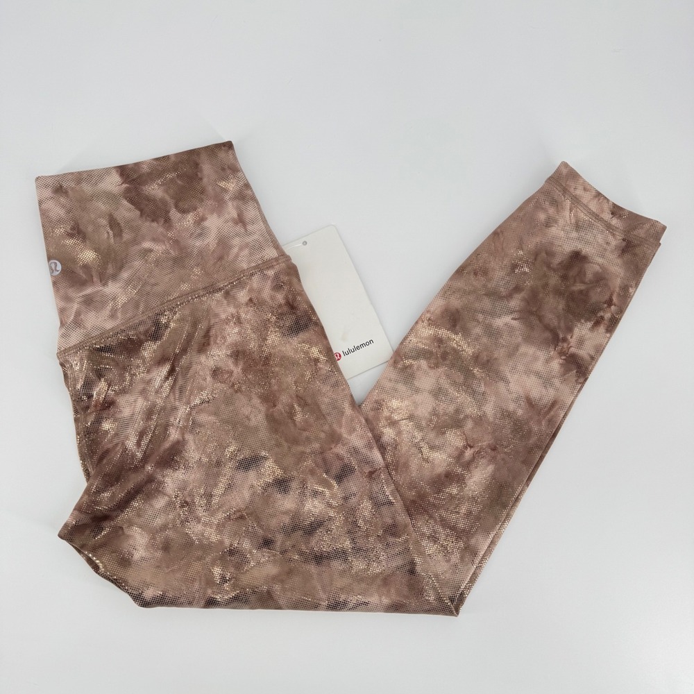 Lululemon Align HR Pant 25 Shine Diamond Dye Misty Cacao Diffuse Dot Foil 10